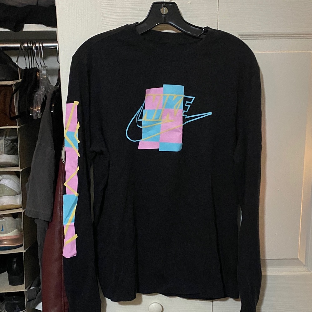 Nike Black Long Sleeve with Pink and Blue Accents